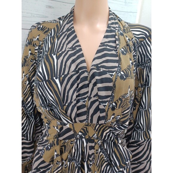 Banana Republic Issa Dress London Collection Olive Zebra Animal Print Sz 0 - Picture 4 of 12